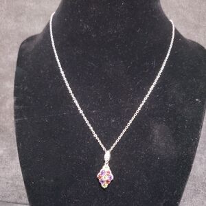 Elegant Silver Multicolor Pendant Necklace